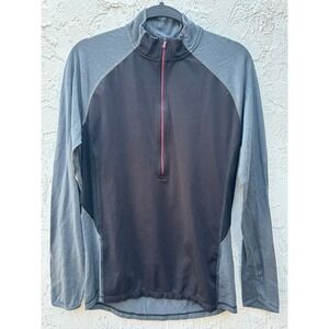 Smartwool PhD Merino Wool Quarter Zip Pullover Mens Medium Grey Black Athletic